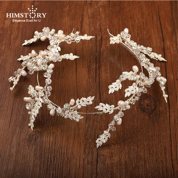 

HIMSTORY Luxury Leaves Flower Crystal Wedding Headband Hair Accessories Rhinestone Bridal Hairband Crown Tiara Hairwear