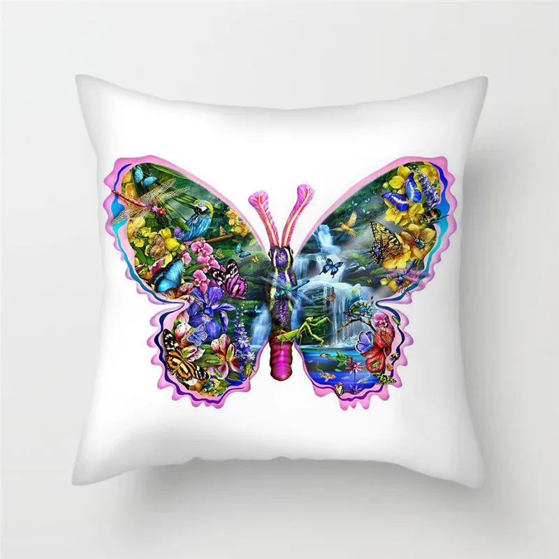 Fuwatacchi романтическая подушка с бабочкой чехол для подушки с изображением животных для дивана домашнего стула цветок бабочка Декоративные подушки 45*45 см