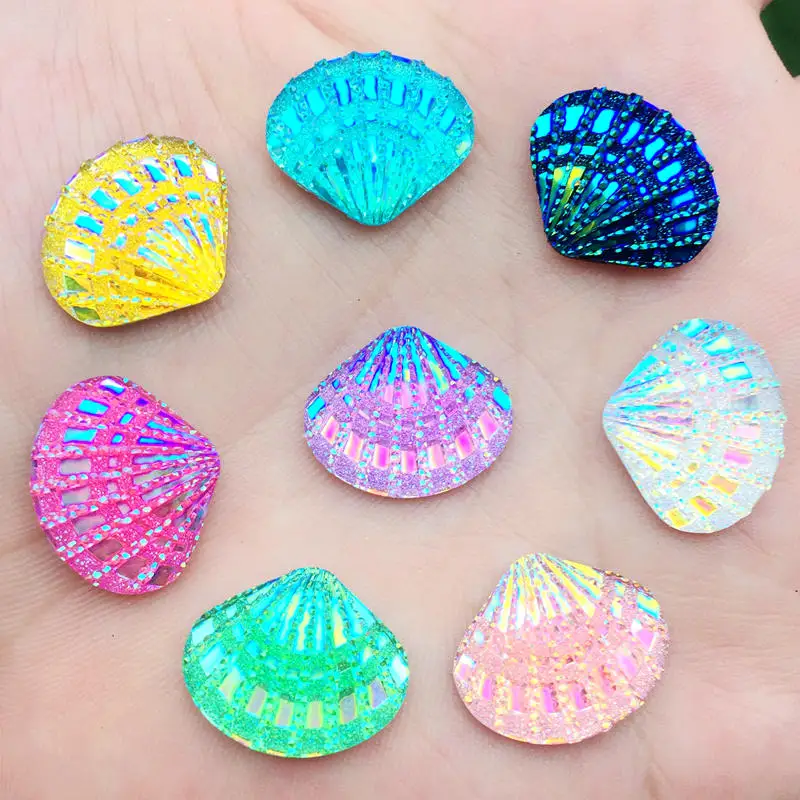

15*18mm AB flatback stones and crystals Resin Shell&sector Rhinestone trim DIY Wedding Dress 100pcs -E99