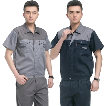 

Hotel Uniform Summer Half Sleeve Suit Male Clothing Machine Repair Engineer Tooling Factory Labor Service Man Work Wear J194