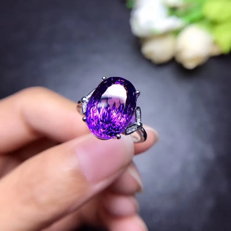 Natural Amethyst Handmade Unique 925 Sterling Silver Ring 6.25 B1146