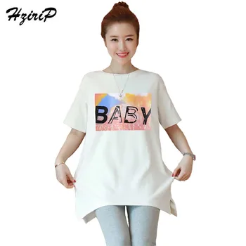 

HziriP Plus Size 2018 New Summer Maternity Tees Casual Loose Printing Cotton Short Sleeve T-shirts Women Tops Pregnancy Clothes