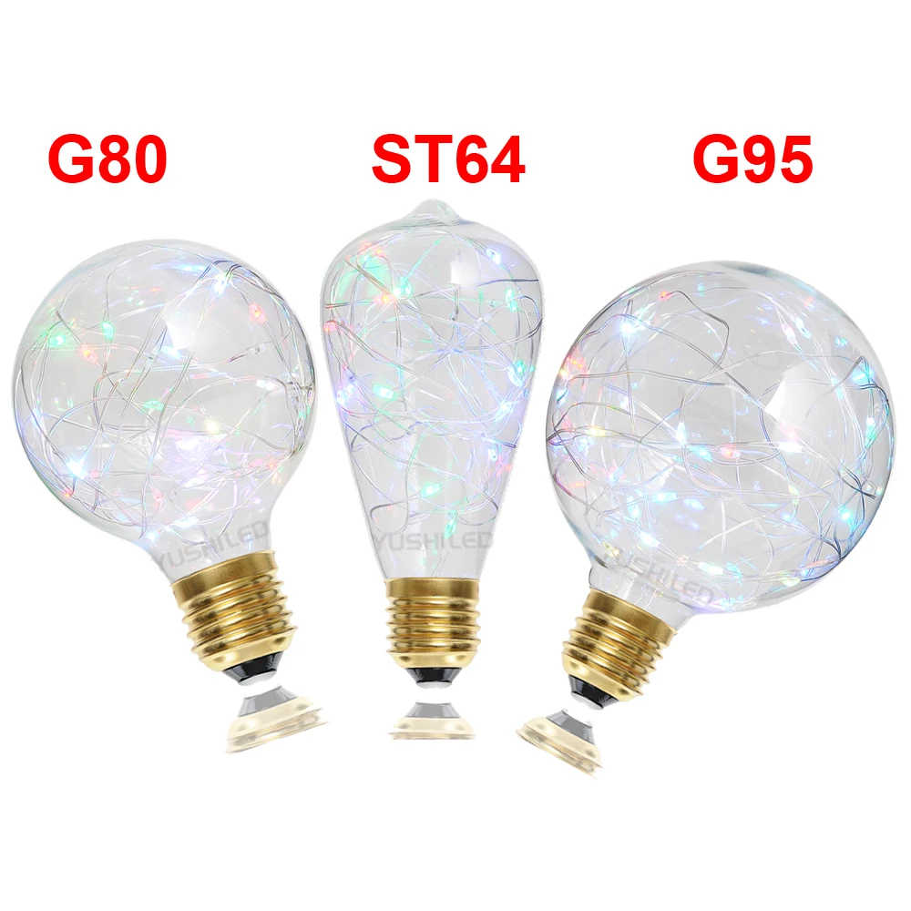 

Beautiful AC110V 220V Multiple Color LED String Light Bulb G80 G95 ST64 Globe Starry Lamp Home Party Wedding Decorate Lighting