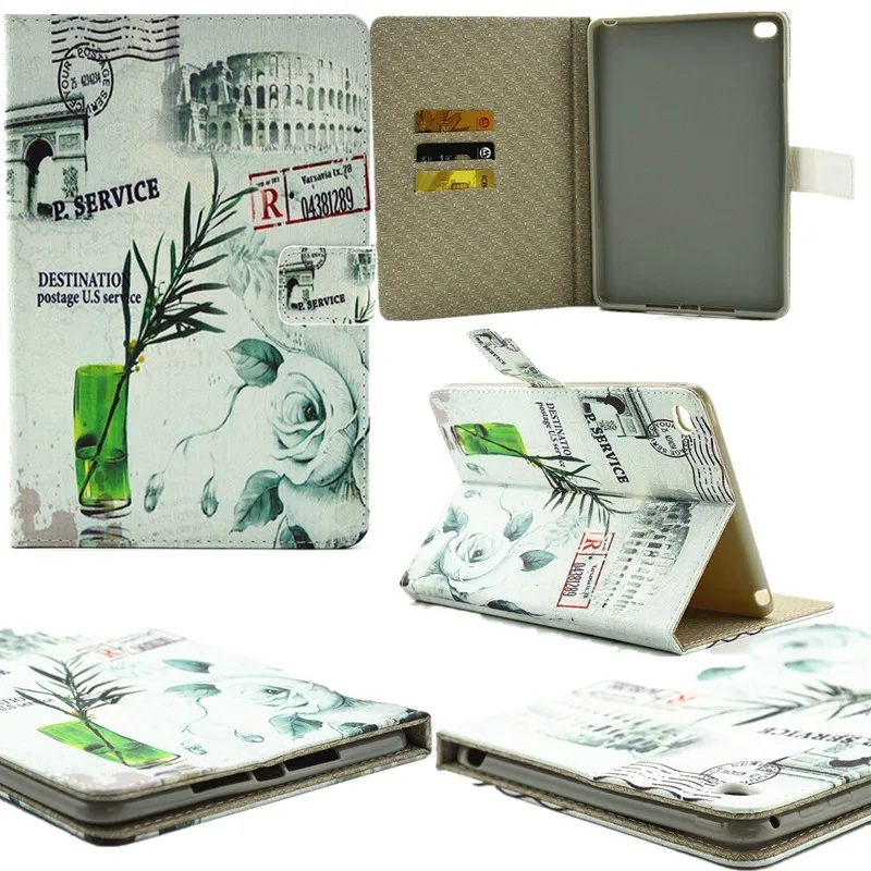 For Apple iPad Air 2 Case PU Leather Classic Retro Eiffel Tower Wallet Flip Book Stand Card Slots Tablet Cover for iPad 6 Yellow (45)