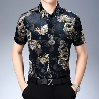 Изысканная уличная рубашка с короткими рукавами с 3d принтом тигра, летняя Новинка года, качественная шелковая хлопковая мягкая гладкая Мужская рубашка m-xxxl - Цвет: as picture