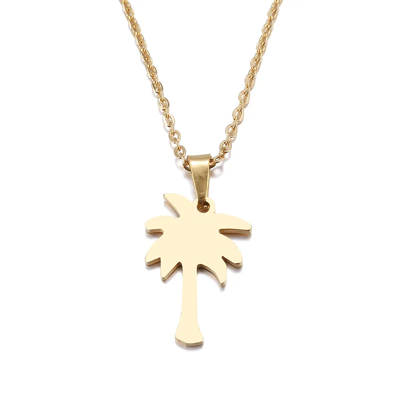 Hibobi Necklace Women Stainless Steel Jewelry Coconut Tree Trendy Necklaces Pendants Donot Fade Valentine's Day Gift (4)
