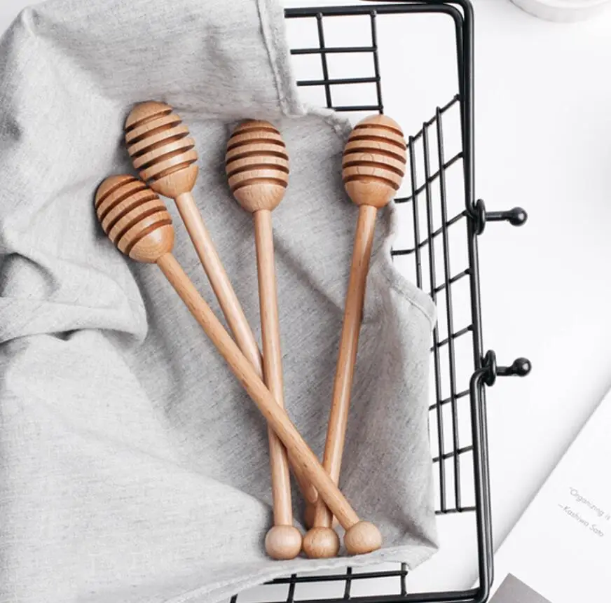 Wooden Honey Spoon Long Handled Wood Honey Dipper Stick