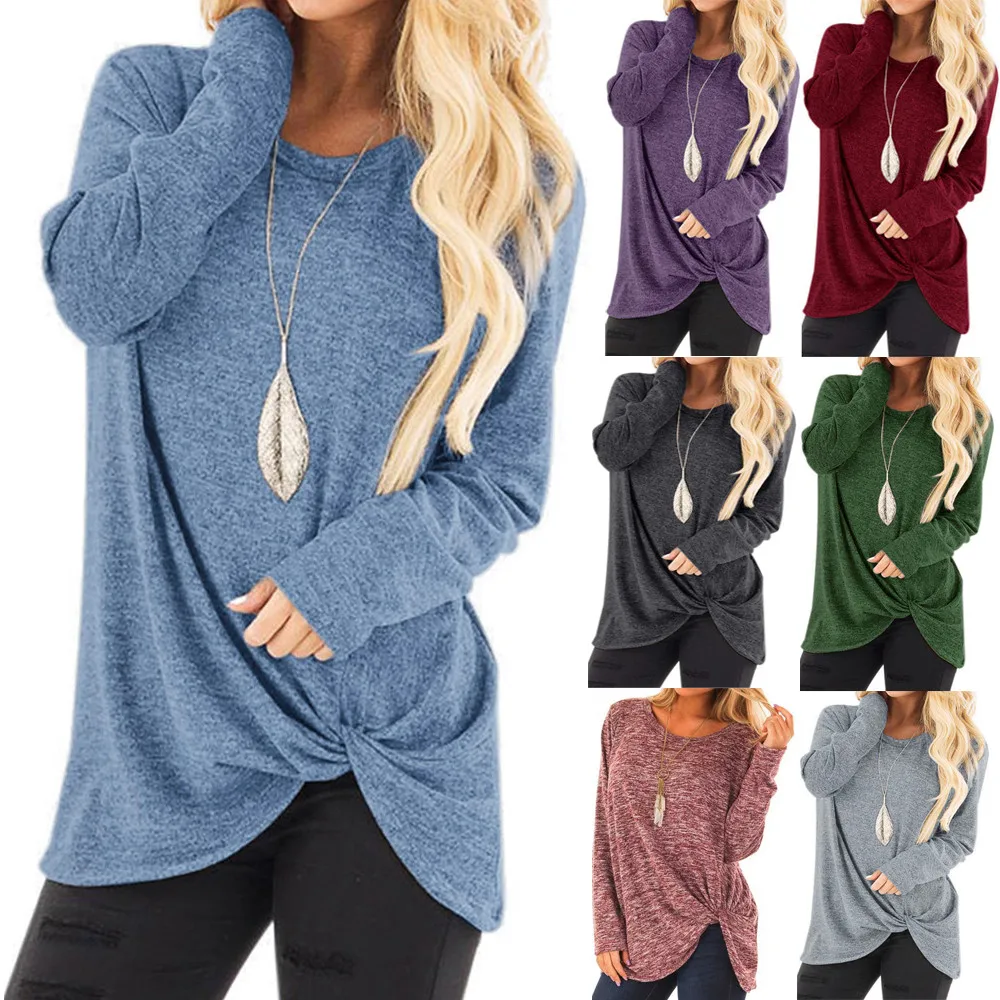 

Blusas Femininas Women Blouses Loose Long Sleeve O-Neck Casual Solid Colors 12 candy color Blouse Tops Ropa Mujer 2018 drop ship