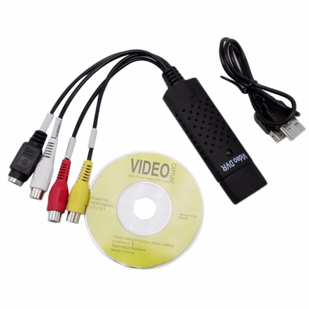 USB EasyCAP 2,0 легко колпачок Видео ТВ DVD VHS DVR колпачок адаптер туры Легкий колпачок USB видео крышка устройства поддержка Win10