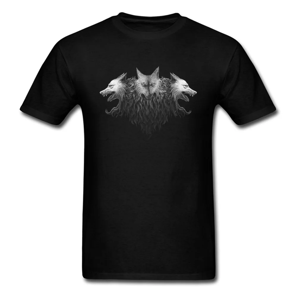 Design T-Shirt 2018 New Fashion O Neck Cerberus Head 100% Cotton Men's Tops Shirt Family Short Sleeve Tee Shirt Cerberus Head black