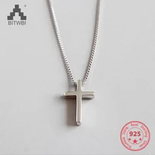 Подлинная Подвеска из стерлингового серебра S925, простой дикий крест, женское ожерелье, подарок