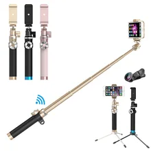 Aluminum alloy Extendable Handheld Bluetooth Selfie Stick Monopod with Tripod For Phone IPhone 5 6 6s