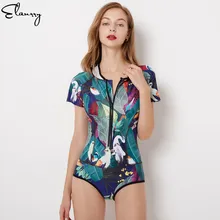 Сдельные спортивные купальники с коротким рукавом, винтажный принт, купальники с подкладкой, на молнии, новые S-2XL, купальники, пляжная одежда для женщин