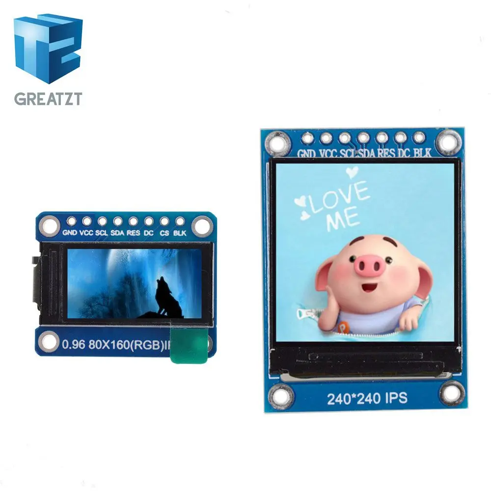 GREATZT TFT дисплей 0,96/1,3 дюймов ips 7P SPI HD 65K полноцветный ЖК-модуль ST7735 Привод IC 80*160(не OLED) для Arduino