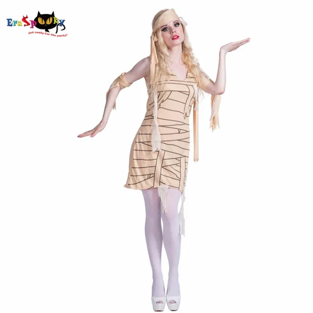 2019 New Ancient Egypt Mummy Cosplay Girl Women Halloween Costume Female Carnival Party Warped Fancy Dress Headpiece