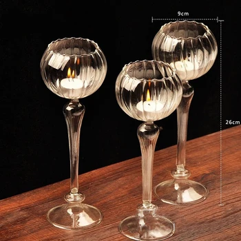 

Romantic Decor Glass Candle Holder Candlestick Light Goblet Flower Fashion