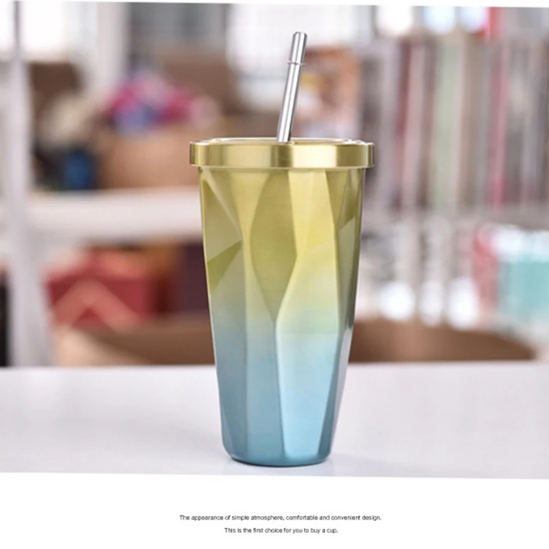 

500ML Portable Rainbow Creative Coffee Mug Stainless Steel Vacuum Insulated Travel With Lid Coffee Mugs Tea Cup Travel Water Cup