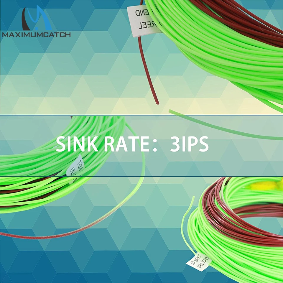 Maximumcatch основной тонущий наконечник 80FT 4-8WT 3IPS коричневый/лимонно-зеленый цвет Вес вперед плавающая Летающая линия