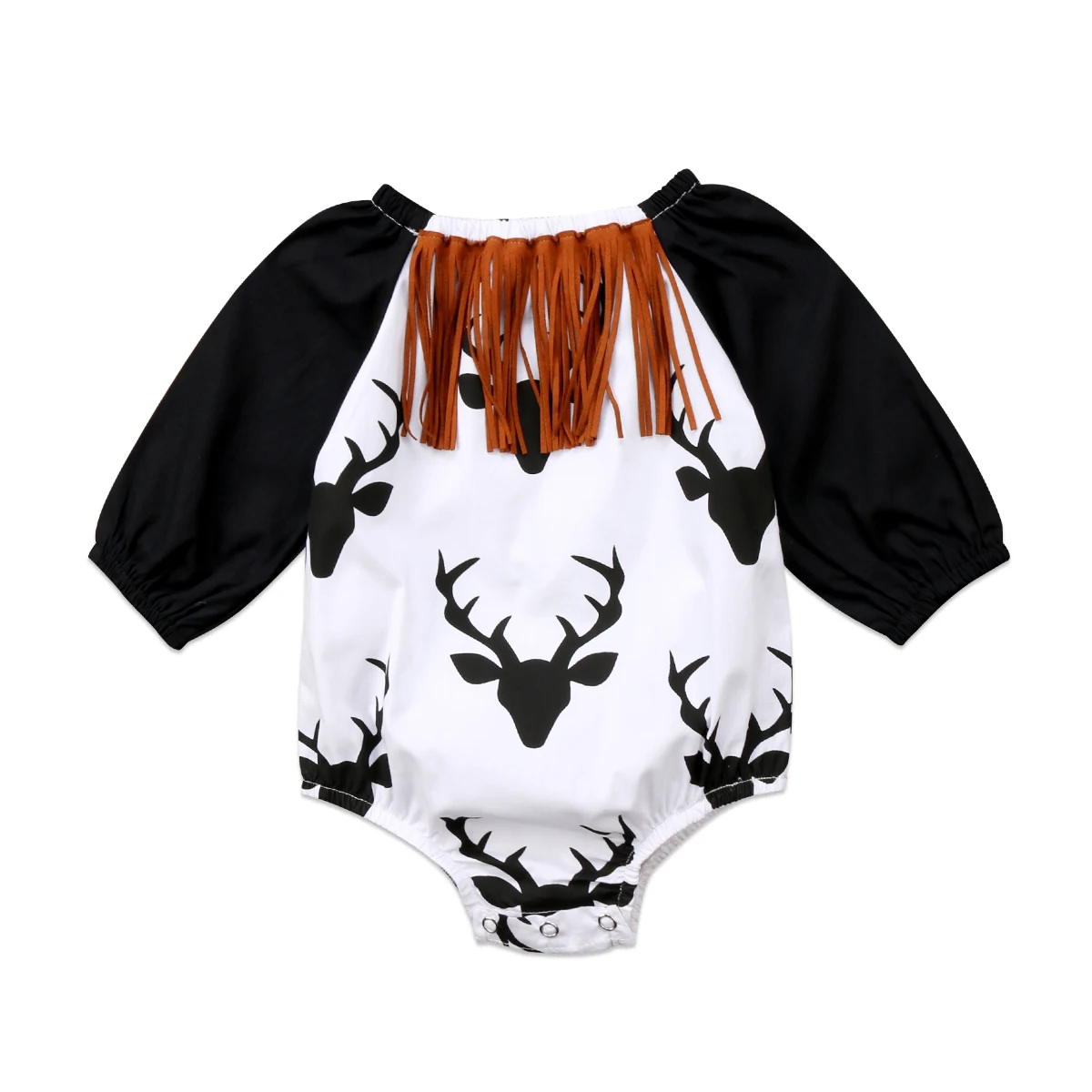

Pudcoco Christmas Baby clothes Cute Girls Deer Romper Jumpsuit Tassel Long Sleeve Clothes for new year 2018