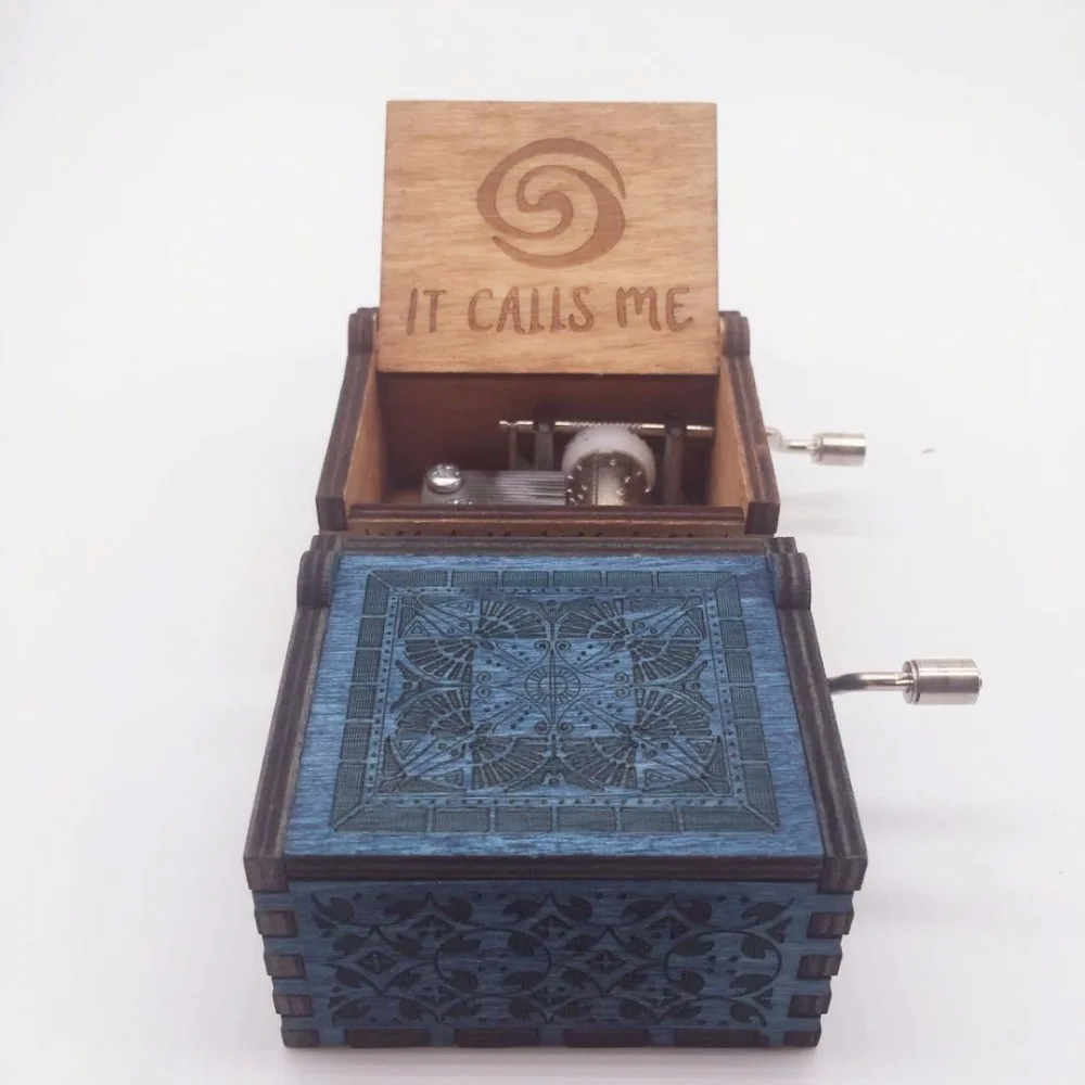 Moana Theme Music Box IT CALLS ME Wooden Hand Crank Hand-Crafted Island Princess Birch