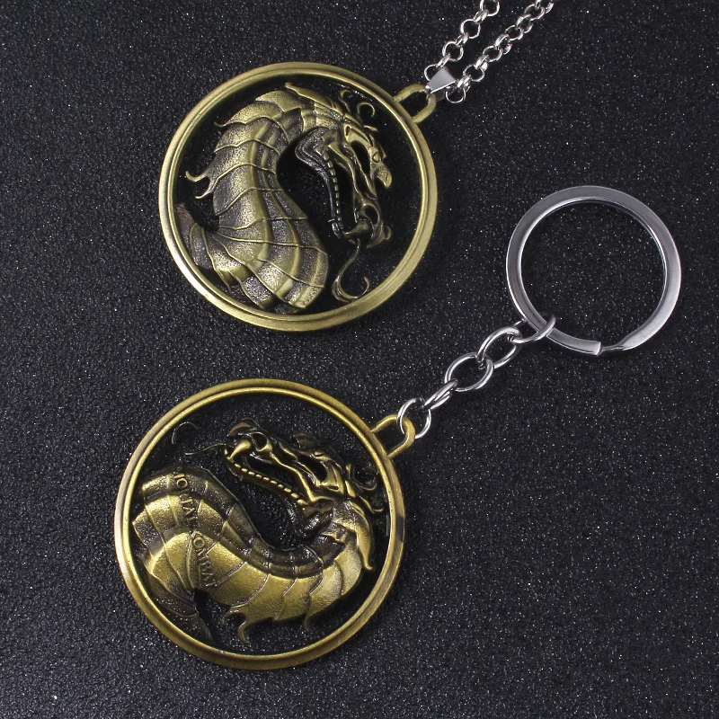 Ожерелье с логотипом игры Mortal Kombat цепочка подвеской в виде дракона ожерелье для