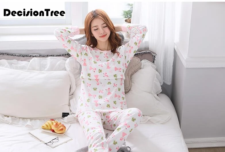 

2019 new cotton moms maternity sleepwear nursing nightgown maternity breastfeeding clothes for pregnant women pregnancy pajam