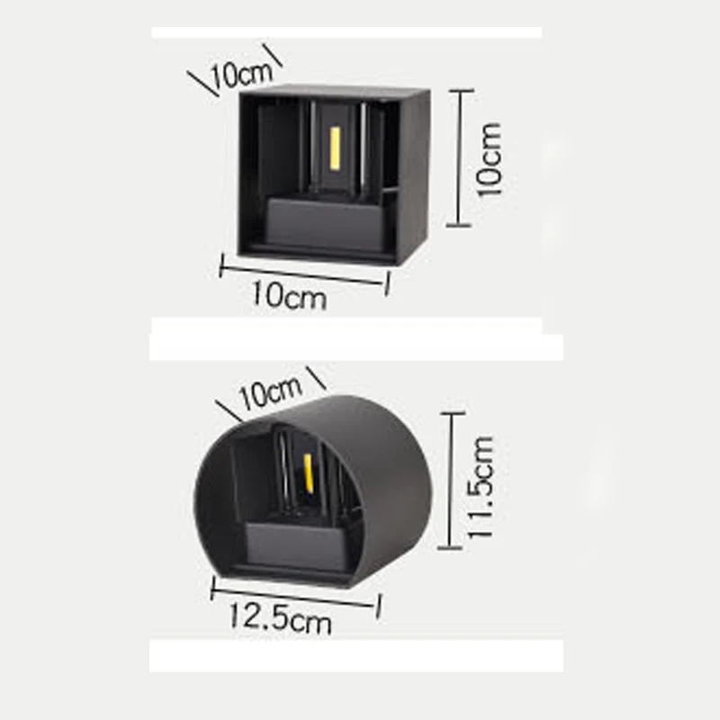 Aluminum outdoor wall lamp waterproof dimmable led wall lamp square round background wall lamp color light AC90~260V porch lamp