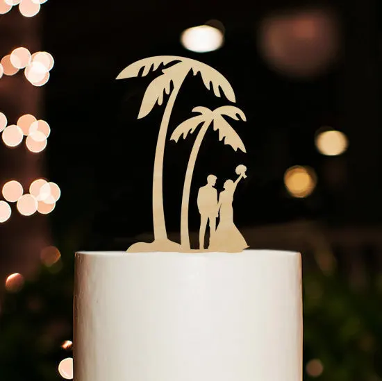 Silhouette Bride And Groom Cake Topper Beach Cake Toppers
