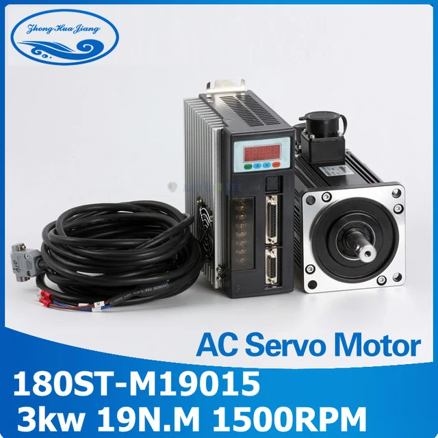 Высокая мощность 3.0kw серводвигатель с чпу наборы 180ST M19015 19N.M 3000w Серводвигатель