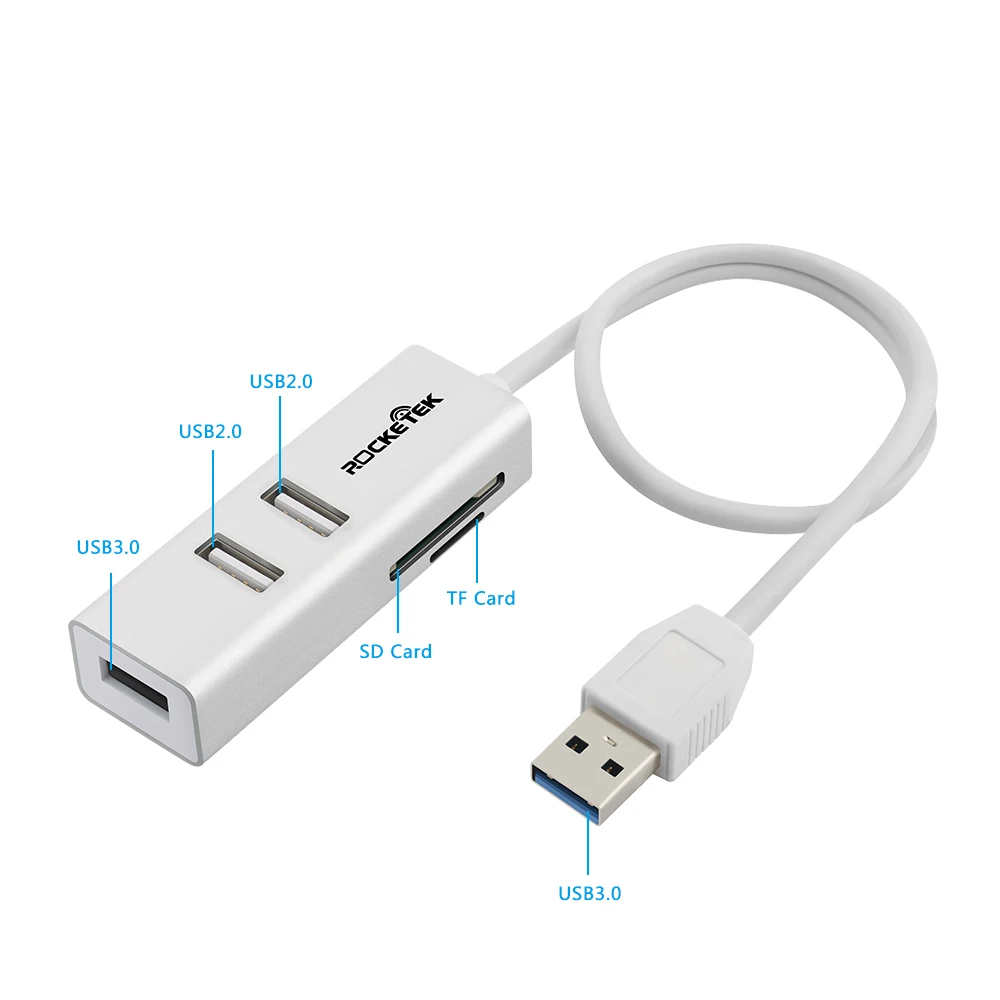 Игровая мышь Rocketek Мульти usb 3,0 концентратор 3 порта адаптер-разветвитель Алюминий SD/TF кард-ридер для MacBook Air ноутбук аксессуары