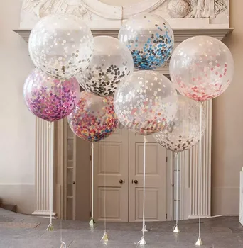 

36-inch round transparent paper balloon 2018 new hot wedding layout large confetti balloons wholesale free shipping LLFA