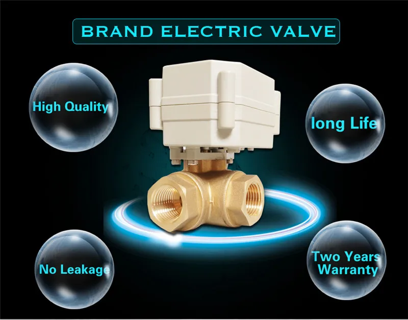 TF10-BH3-A 3 Way горизонтальные T/L Тип латунь 3/8 ''(DN10) моторизованный шаровой клапан из металла Шестерни DC5V 2/3/5/7 провода для воды Управление