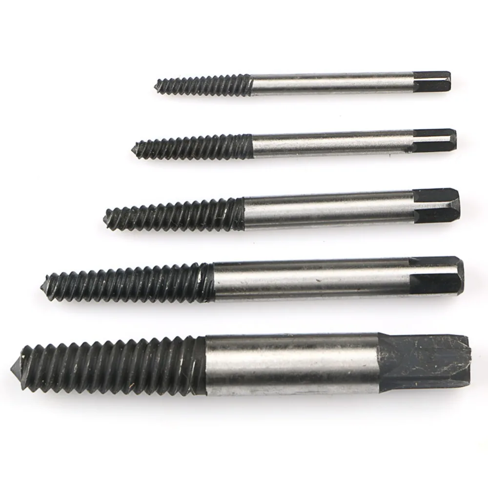 

5pcs Easy Out Damaged Tap Screw Extractor 4-18mm Drill Bit Broken Bolt Remover Tool Set 4mm / 4.5mm / 6.5mm / 7.5mm / 11mm