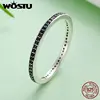 WOSTU Authentic 925 Sterling Silver Finger Stackable Rings With Black CZ For Women Fashion Jewelry Fine Gift DXR114 ► Photo 3/6