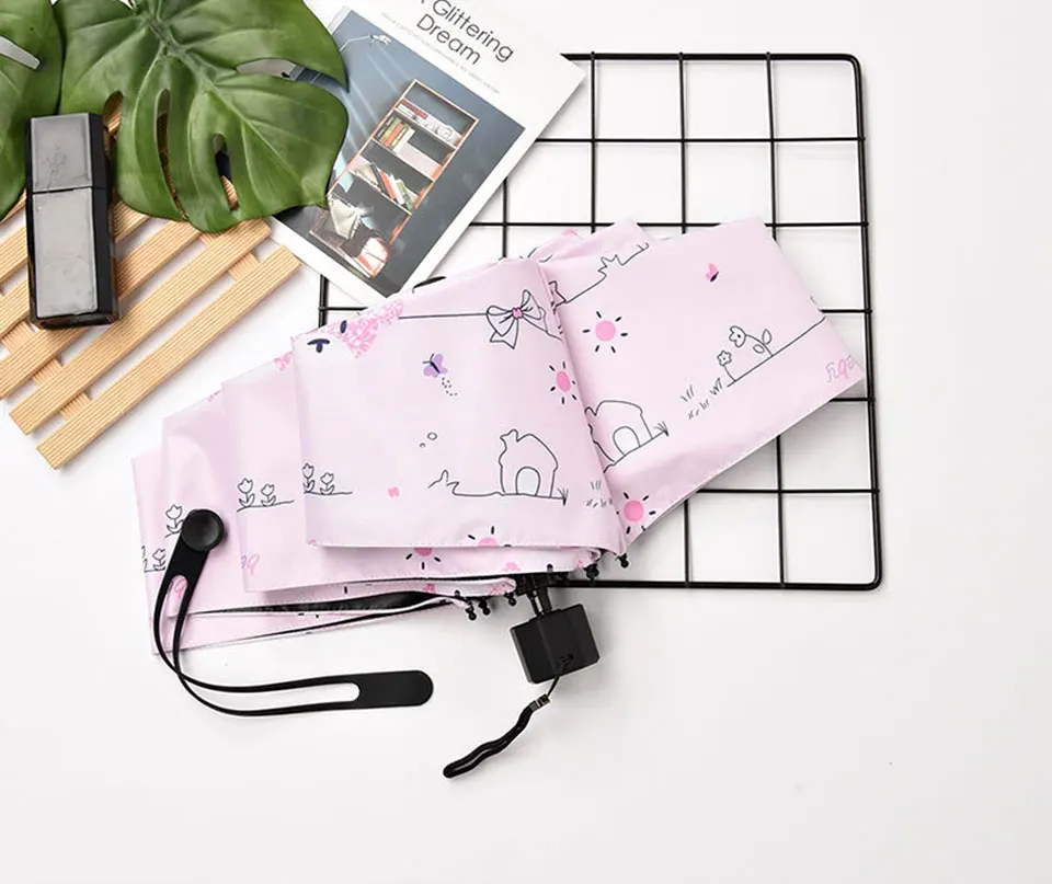 

Cartoon Bear Small Folding Umbrella Rain Women Gift Men Mini Pocket Parasol Girls Anti-UV Waterproof Portable Travel Umbrella