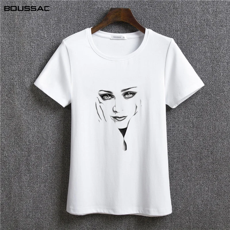 

New Arrivals Cotton Harajuku Aesthetics Tshirt Sexy Sketch avatar Print Short Sleeve Tops & Tees Fashion Casual Female T Shirt