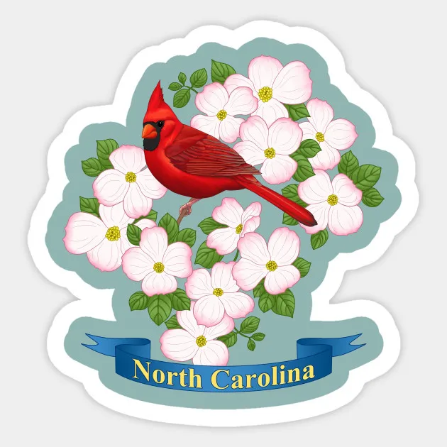 1Pcs North Carolina State Cardinal Bird &amp Dogwood Flower Sticker For Laptop Car Skateboard Luggage Guitar Furnitur | Игрушки и хобби