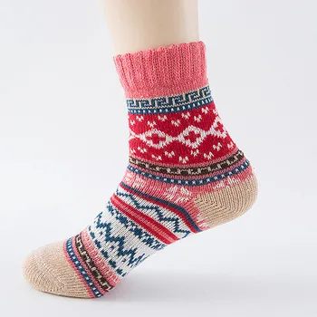 

Womens Cashmere Wool Thick Warm Socks Winter Fashion Striped Socks