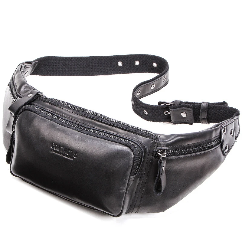 

Fanny Waist Pack Men Shoulder Messenger Genuine Leather Waist Chest Bag Leg Hip Wallet Men Mini Coin Bum Beltbag Money Phone Bag