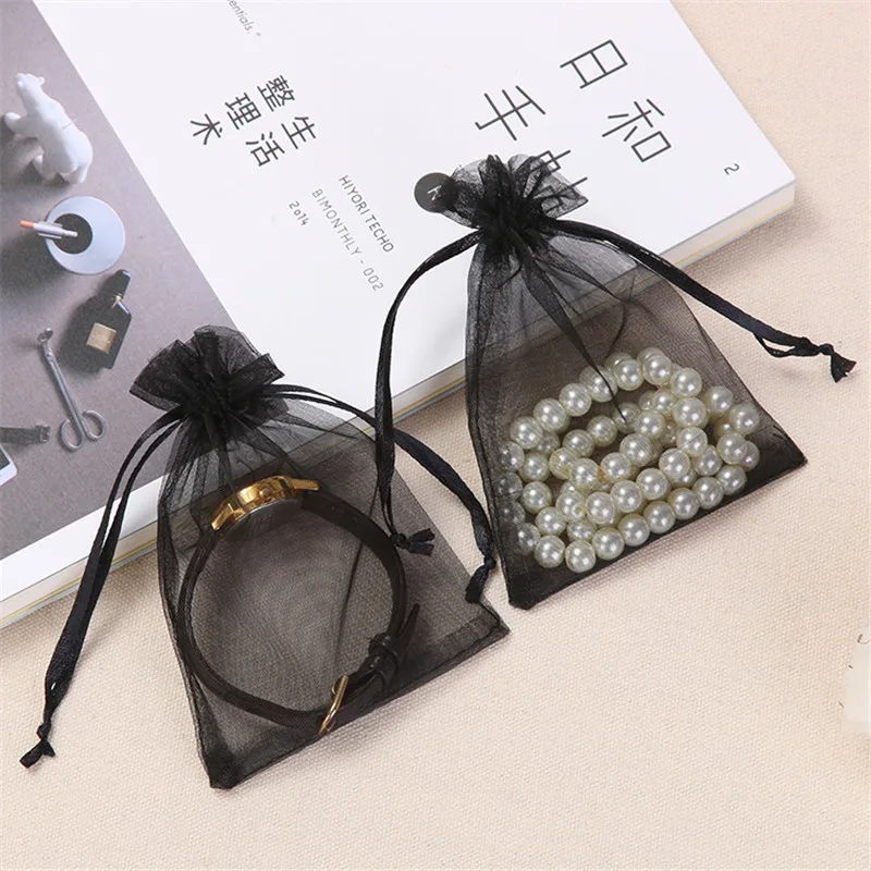 10pcs Storage Organza Sheer Gauze Element Jewelry Bags Packing Drawable