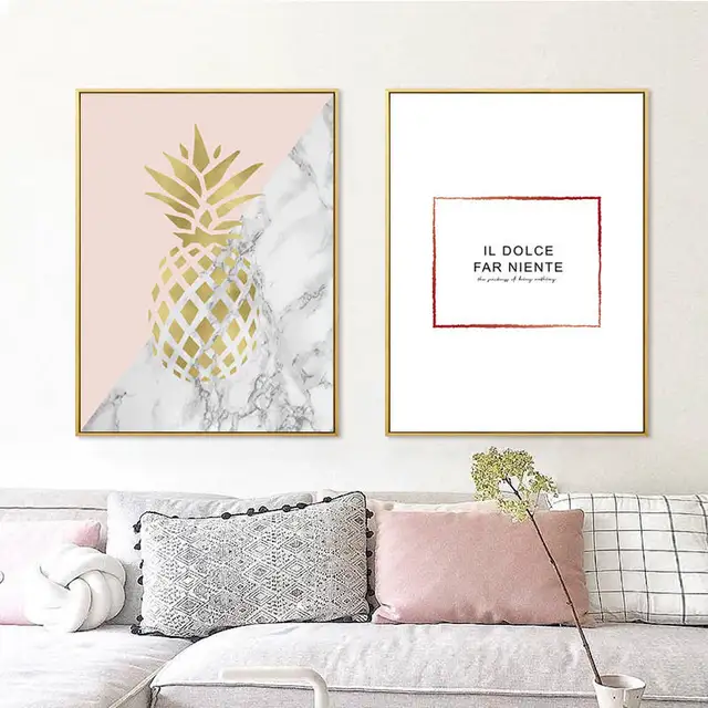 Nordic Pineapple Letter Canvas Painting Wall Poster Living Room Modern
