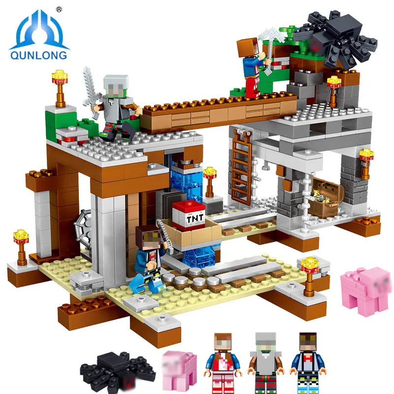 

Qunlong 493pcs Mine Crafted Action Figures Compatible Legoings Building Block City Bricks Educational Toys For Kids Gift