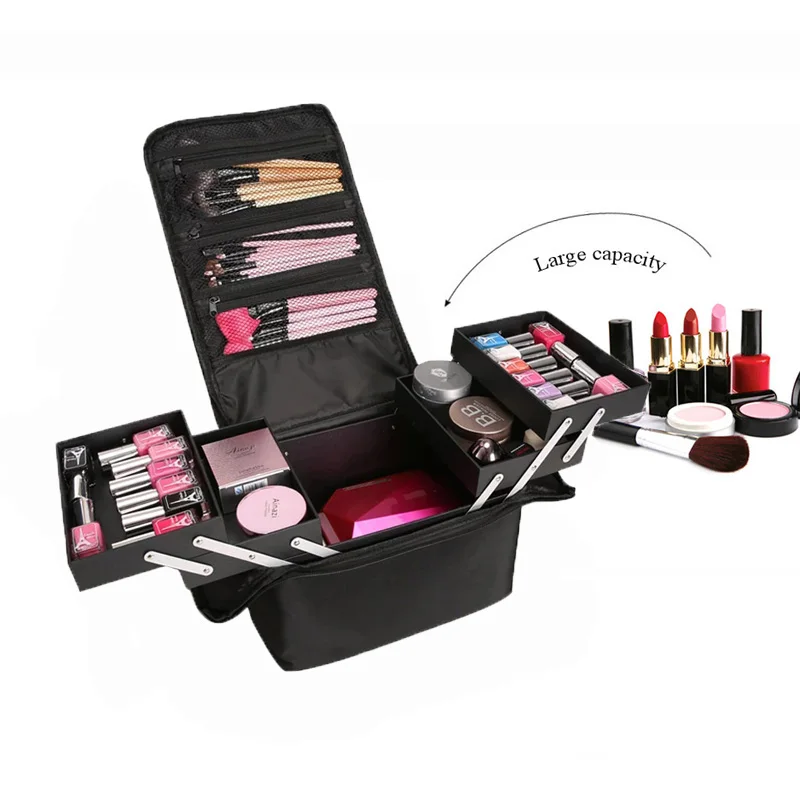 

New High Quality Professional Empty Makeup Organize Bolso Mujer Cosmetic Case Travel Large Capacity Toiletry Bag Suitcases
