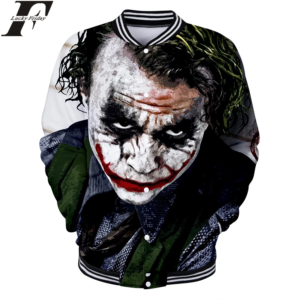 Бейсбольная куртка LUCKYFRIDAYF Joker с 3D изображением героев аниме Мужская/Женская