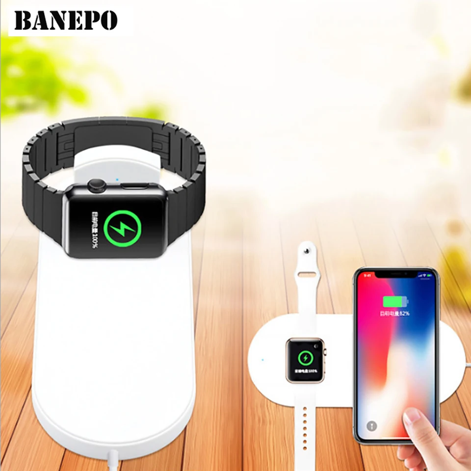 2 In 1 Qi Fast Wireless Charger For Apple Watch 3 Iphone X 8 plus Fast