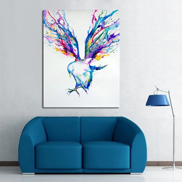 handpainted abstract wall art oil painting colorful flying birds