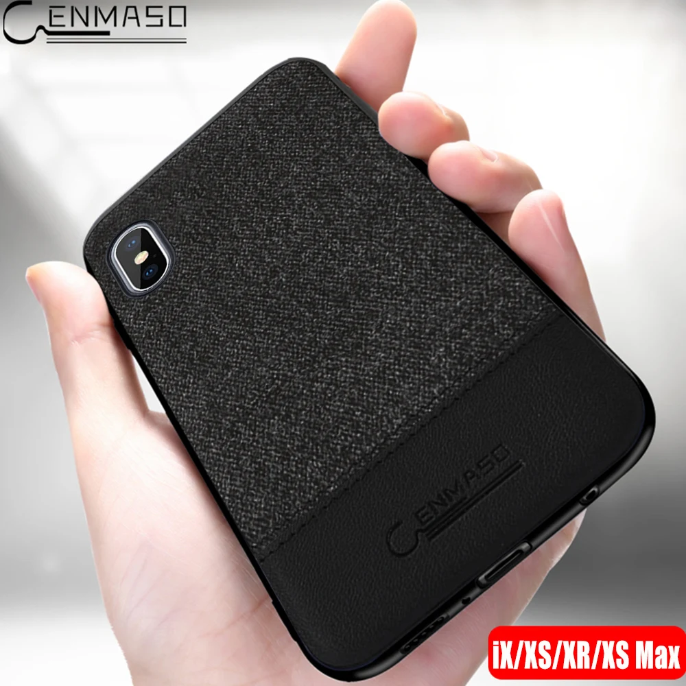 

Original cenmaso for iPhone Xs Max Case Cloth Leather Back Cover for IPhone XS Max Case Ultra Thin Business for IPhone X XR Case