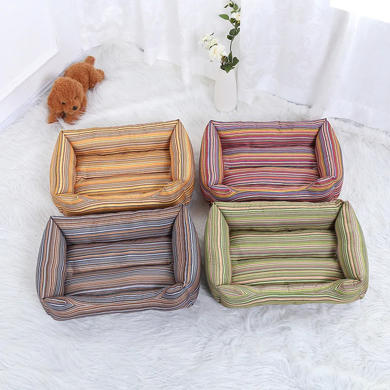 Pet Dog Bed Mats Soft Colorful Striped Dog Beds for Large Dogs Sofa