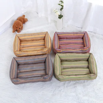 

Pet Dog Bed Mats Soft Colorful Striped Dog Beds for Large Dogs Sofa Kennels Cat's House Big Blanket for Animals Pet Supplies