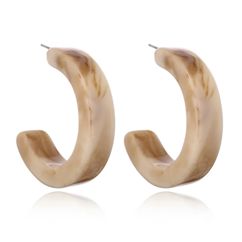 

Geometric Semicircular Hoop Earrings For Women Pink Brown Beige White Long Tassel Jewelry Acrylic Resin Female Earring 2018 R4